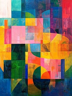 多彩几何抽象艺术画作