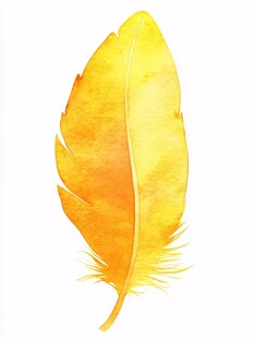 黄色水彩羽毛艺术插画