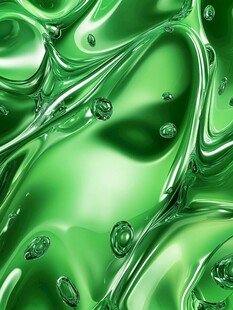 流动绿液的抽象艺术画面