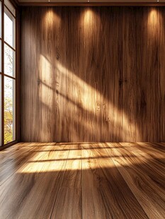 木质房间的光影静谧空间