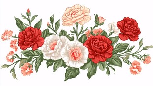 多彩花卉组合装饰图案