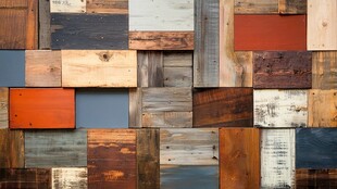 多彩拼接旧木板墙面纹理