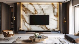 现代奢华大理石电视背景墙