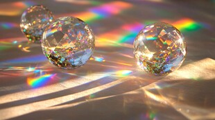 晶莹水晶球折射绚丽光影