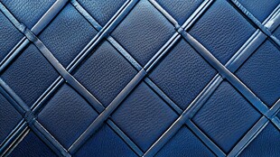 蓝色菱格纹皮革纹理特写
