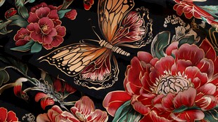 蝴蝶牡丹印花织物