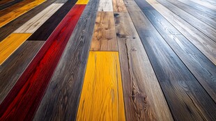 多彩拼接木地板纹理特写