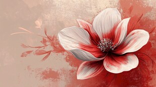 红白花卉艺术插画