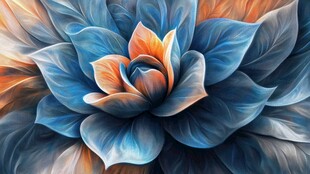 梦幻蓝橙渐变多肉花卉