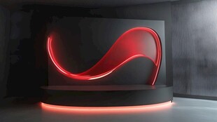 红色霓虹曲线舞台展示