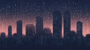 梦幻都市夜景 粒子星空效果