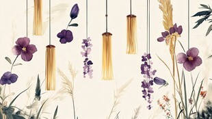 手绘花卉流苏装饰插画