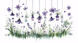 紫色梦幻花卉悬挂装饰画