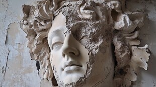 破损雕塑头像的沧桑之美