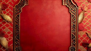 中式红底金饰喜庆背景图