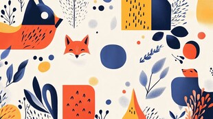 动物植物构成的趣味图案