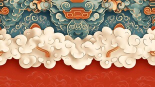 中式古典云纹边框图案