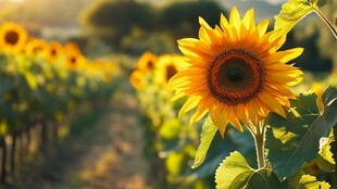 阳光照耀下的向日葵花田