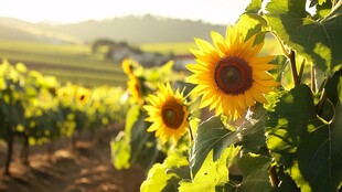 田园间绽放的灿烂向日葵