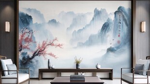 中式山水客厅背景墙