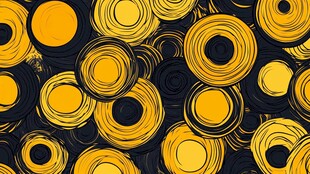 黄黑圆圈抽象图案背景