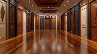 奢华木质走廊门饰展示