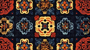 复古民族风几何花卉图案