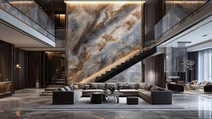 现代奢华复式客厅室内设计