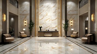 豪华大理石装饰的酒店大堂