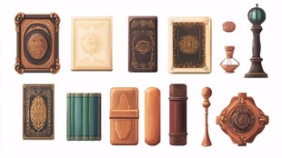 复古书籍与摆件集合