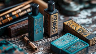 中式古风香水瓶与配饰摆件