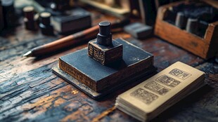 复古墨水瓶与书籍文具静物