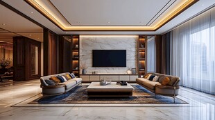 现代中式风格豪华客厅空间