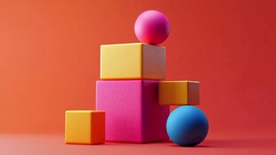 多彩几何形体堆叠展示