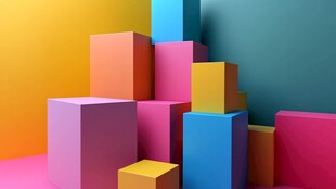 多彩立体方块创意组合