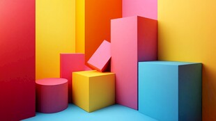 多彩立体几何图形场景