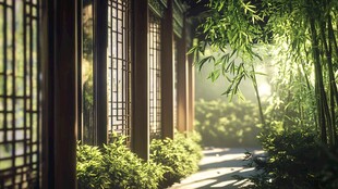 中式庭院竹林光影之美