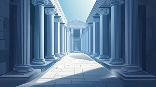 古典希腊柱式建筑走廊