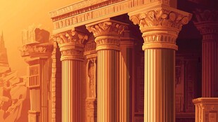 古罗马风格建筑立柱景观