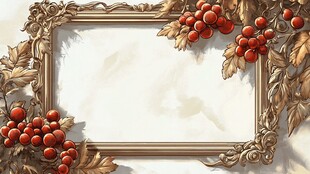 复古金框红果装饰画框