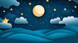 梦幻夜空下的山海月色