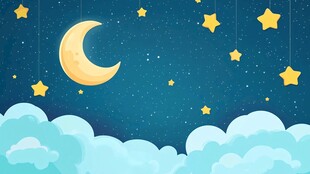 夜空下的月亮与闪烁繁星