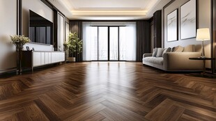 现代简约风客厅木地板展示