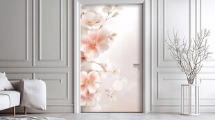 梦幻粉色花卉门饰图案