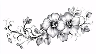 黑白花卉装饰图案