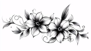 黑白花卉装饰图案设计