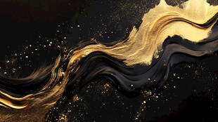 黑金流动线条抽象艺术图