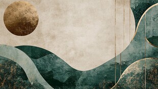 抽象几何风山水艺术画面