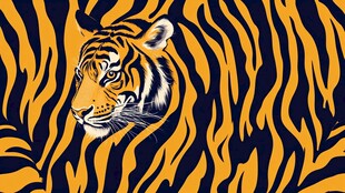 虎纹背景中的老虎特写