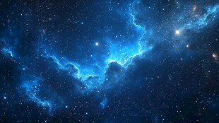 梦幻深邃的蓝色星云宇宙